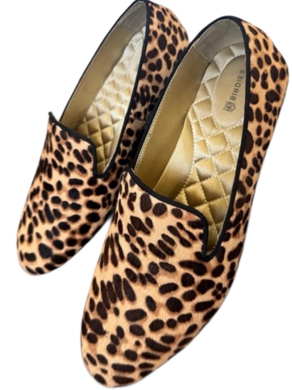 Birdies Leopard Print Loafers Fall Flats Calf Hair Luxury Size 8 Like New